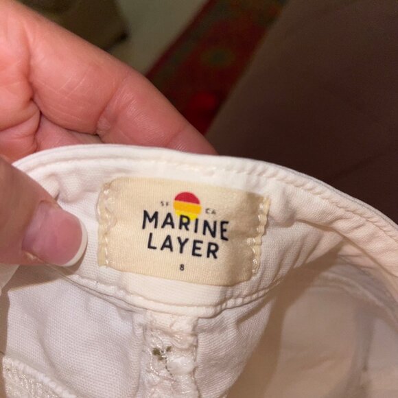 Marine Layer Women Pant Size 8 White Maya Slim Straight Utility Stretch 14934 - Picture 10 of 11
